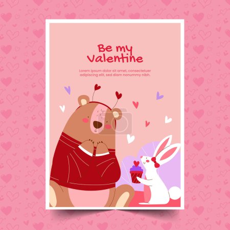 Ilustración de Tarjetas de felicitación día de San Valentín plana colección diseño vector ilustración - Imagen libre de derechos