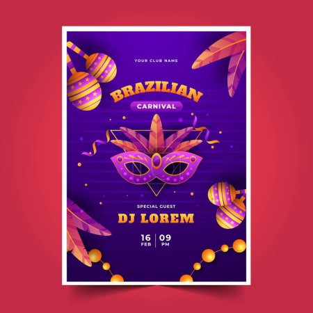 Illustration for Gradient brazilian carnival vertical flyer template design vector illustration - Royalty Free Image