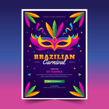 Ilustración de Gradiente carnaval brasileño volante vertical plantilla diseño vector ilustración - Imagen libre de derechos