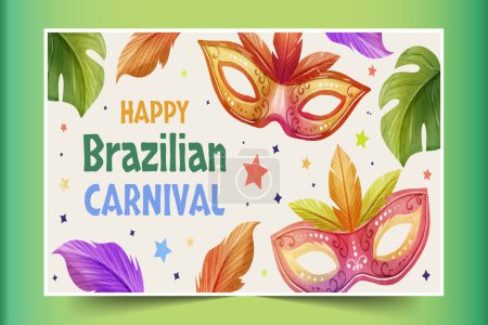 Téléchargez les illustrations : Illustration vectorielle de conception de bannière horizontale de carnaval brésilien aquarelle - en licence libre de droit