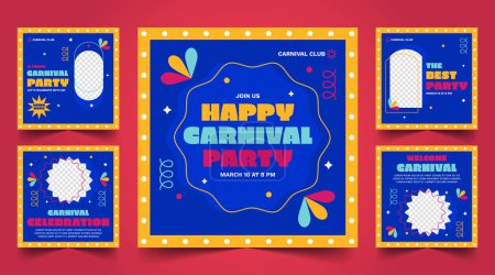 Téléchargez les illustrations : Illustration vectorielle de conception de collection de bannières de carnaval plat - en licence libre de droit