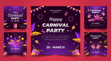 Illustration for Gradient carnival bannerts collection design vector illustration - Royalty Free Image