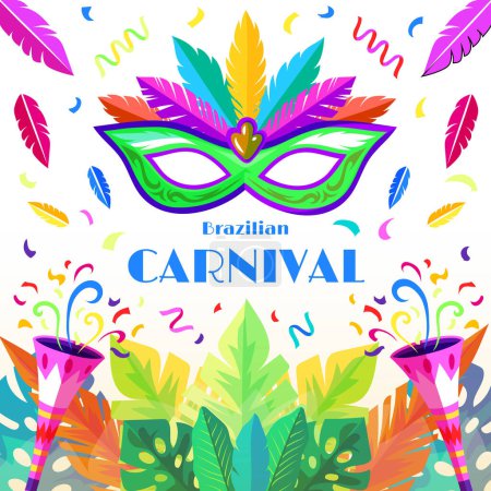 Téléchargez les illustrations : Illustration vectorielle de conception de carnaval brésilien plat - en licence libre de droit