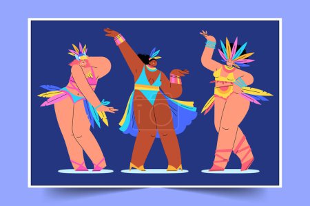 Ilustración de Plano brasileño carnaval personajes colección diseño vector ilustración - Imagen libre de derechos