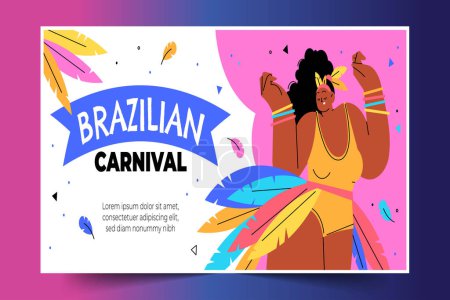 Ilustración de Plano brasileño carnaval horizontal banner diseño vector ilustración - Imagen libre de derechos