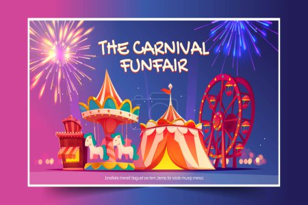 Illustration for Cartoon style carnival funfair background design vector illustration - Royalty Free Image