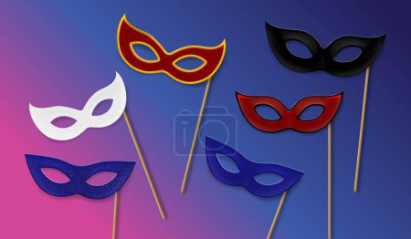 Ilustración de Lindo carnaval máscara colección diseño vector ilustración - Imagen libre de derechos
