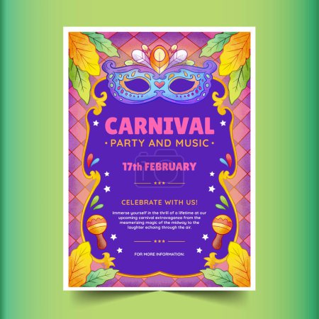 Illustration for Hand drawn carnival vertical poster template design vector illustration - Royalty Free Image