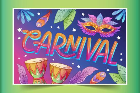 Illustration for Hand drawn carnival lettering template design vector illustration - Royalty Free Image