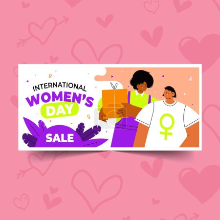 Téléchargez les illustrations : Plat international femme s jour vente horizontale bannière conception vectoriel illustration - en licence libre de droit