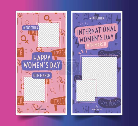 Ilustración de Plana internacional mujeres s día banners colección diseño vector ilustración - Imagen libre de derechos