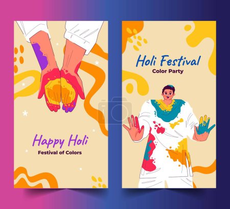 Illustration for Flat holi banners collection design vector illustration - Royalty Free Image