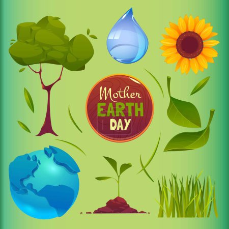 Illustration for Flat mother earth day elements collection design vector illustration - Royalty Free Image