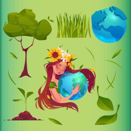 Illustration for Flat mother earth day elements collection design vector illustration - Royalty Free Image