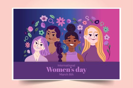 Ilustración de Plano internacional mujeres s día fondo diseño vector ilustración - Imagen libre de derechos