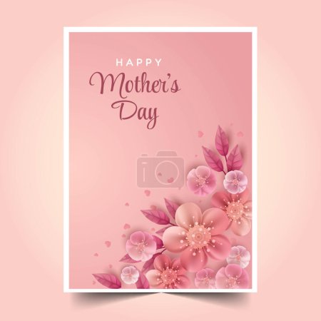 Illustration for Realistic mothers day greeting card template design vector illustration - Royalty Free Image