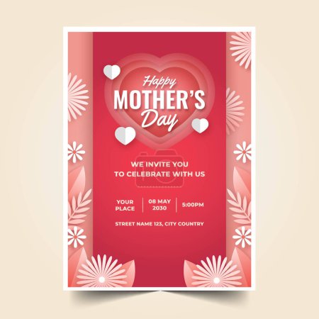 Ilustración de Papel estilo madres día tarjeta de felicitación plantilla diseño vector ilustración - Imagen libre de derechos