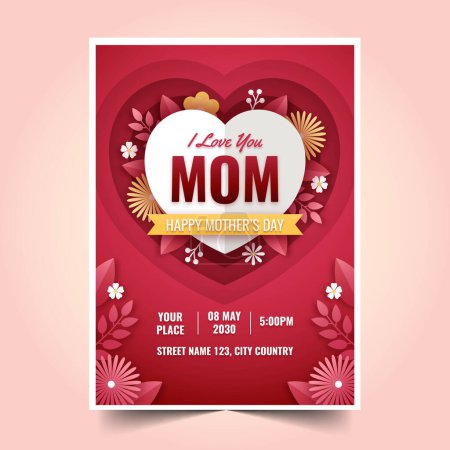 Téléchargez les illustrations : Papier modèle de carte de vœux de fête des mères illustration vectorielle de conception - en licence libre de droit