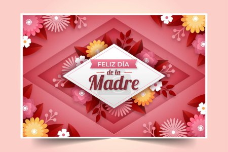Illustration for Paper style mothers day floral background spanish design vector illustration - Royalty Free Image