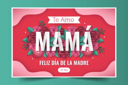 Téléchargez les illustrations : Papier style mères jour fond floral espagnol conception vectorielle illustration - en licence libre de droit