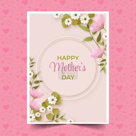 Ilustración de Plantilla de tarjeta de felicitación de día de madres realistas con flores diseño vector ilustración - Imagen libre de derechos