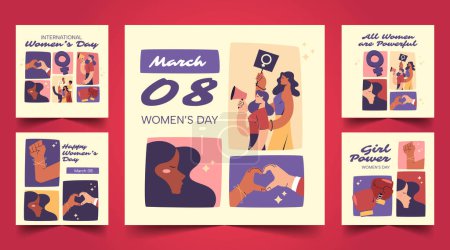 Ilustración de Plana internacional mujeres s día banners colección diseño vector ilustración - Imagen libre de derechos