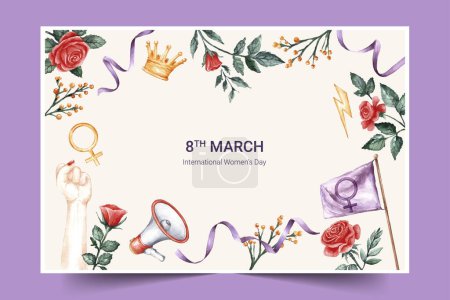 Téléchargez les illustrations : Aquarelle Journée internationale des femmes illustration vectorielle de conception de fond - en licence libre de droit