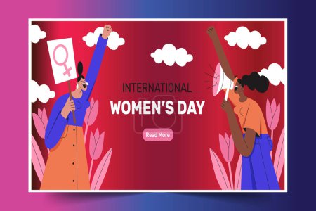 Illustration for Flat international women s day horizontal banner template design vector illustration - Royalty Free Image