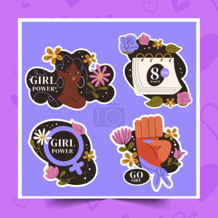 Illustration for Flat international women s day stickers collection design vector illustration - Royalty Free Image