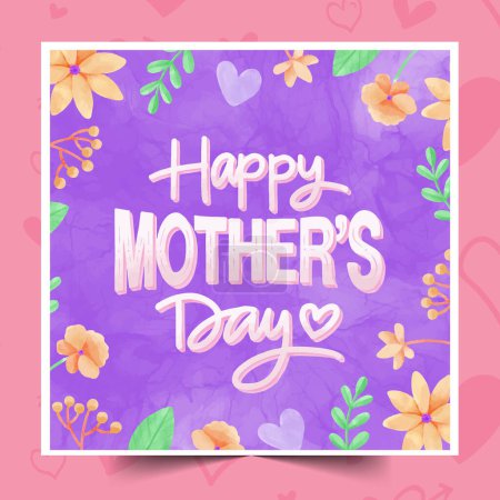 Ilustración de Plano madres día floral letras diseño vector ilustración - Imagen libre de derechos