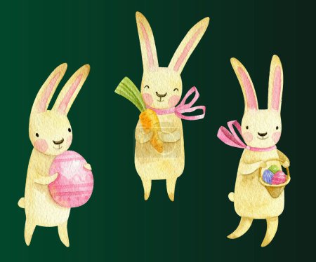 Ilustración de Acuarela conejito de Pascua colección diseño vector ilustración - Imagen libre de derechos