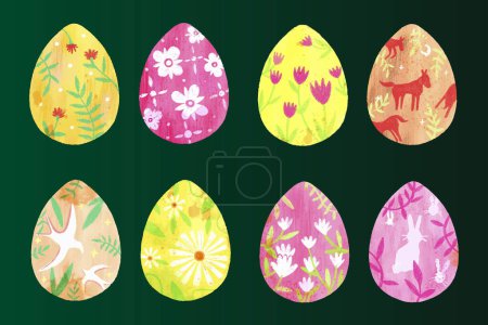 Illustration for Watercolor easter element collection design vector illustration - Royalty Free Image