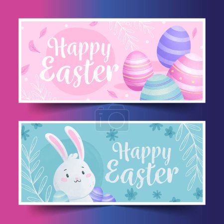 Illustration for Watercolor easter banners design vector illustration - Royalty Free Image
