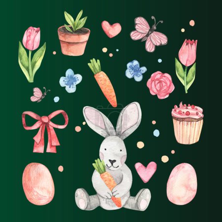 Illustration for Watercolor easter element collection design vector illustration - Royalty Free Image