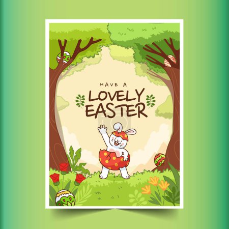 Illustration for Watercolor greeting card template easter holiday design vector illustration - Royalty Free Image