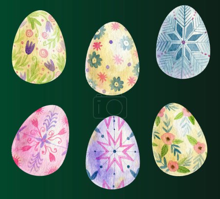 Illustration for Watercolor easter egg collection design vector illustration - Royalty Free Image
