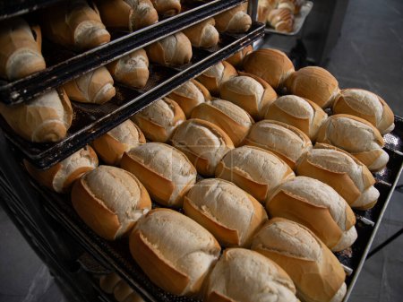 French bread in production inside the bakery