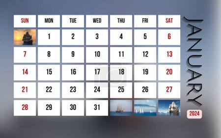 2024 Calendario 12 famosos veleros de la historia - 2 de enero Santa Maria, Tricont de Colón