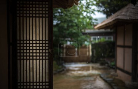 Traditionelle koreanische Reetdachhauslandschaft
