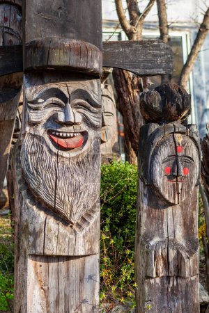 Photo for Jangseung, Korean traditional totem pole at the village entrance. - Royalty Free Image