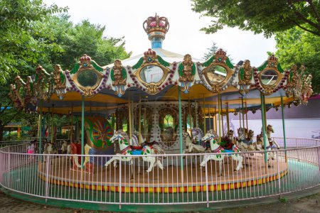 a merry-go-round at an amusement park