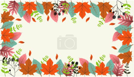 Téléchargez les photos : Éléments d'automne ensemble décoration. Image vectorielle isolée de bordure de bannière arrière plan - en image libre de droit
