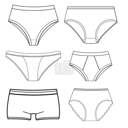 women different types of panties flat vector illustration design