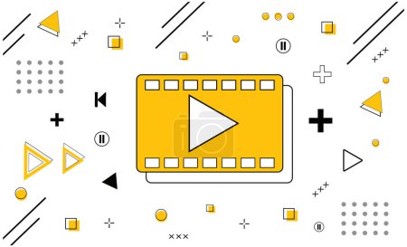 Photo for Business concept video illustration set .Creative concept for web banner Vector video,multimedia,streaming, social media, movie, business, gallery. Vector illustration design - Royalty Free Image
