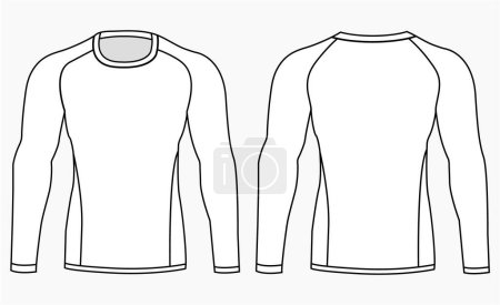 Photo for A set of technical drawings of a men's sports sweatshirt and rash guard. Vector template of male rash guard front and back view vector design - Royalty Free Image
