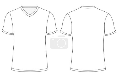 Téléchargez les photos : T-shirt col V jersey maquette vectoriel illustration modèle design - en image libre de droit