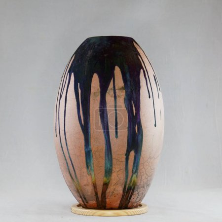 Photo for RAAQUU Raku ceramic pottery Vase rainbow aurora textured pattern home dcor piece by Adil Ghani from Malaysia - Royalty Free Image