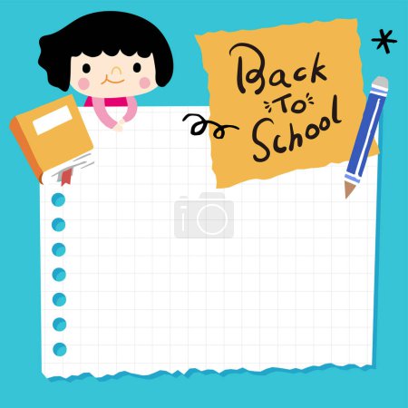 Illustration for Back to School banner with hand drawn line art icons of education - Royalty Free Image