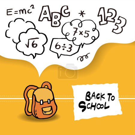 Téléchargez les illustrations : Bannière de retour à l'école avec des icônes d'éducation dessinées à la main - en licence libre de droit