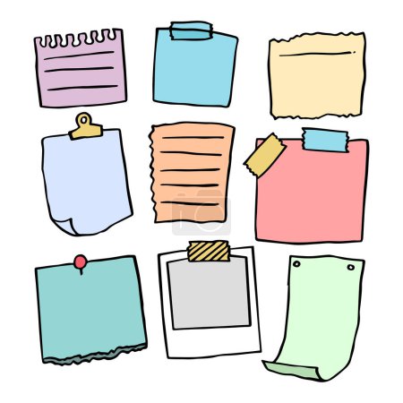 Illustration for Set of different note papers on isolated background.Vector illustration. - Royalty Free Image